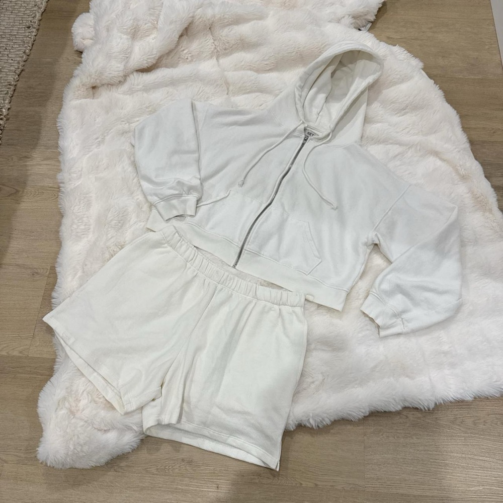 SET Active White Hoodie and Shorts Set